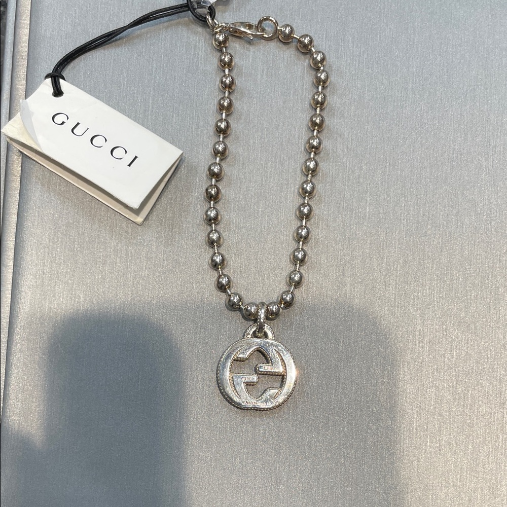 Gucci Metallic Beaded Pendant Necklace